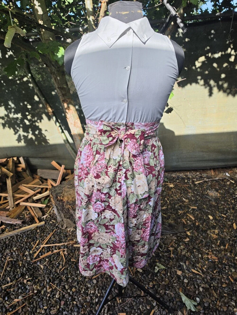 Vtg 70's 80's Floral High Collar Midi Dress Cottagecore Dark Academic Modest